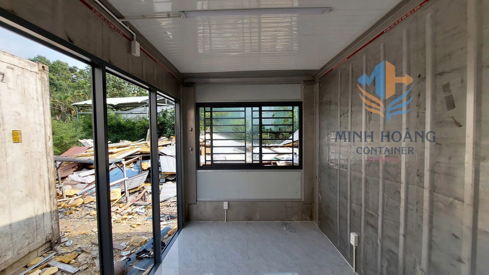 Container Văn Phòng Xám Chia 2 Phòng Kích Thước Theo Yêu Cầu Vỏ Lạnh